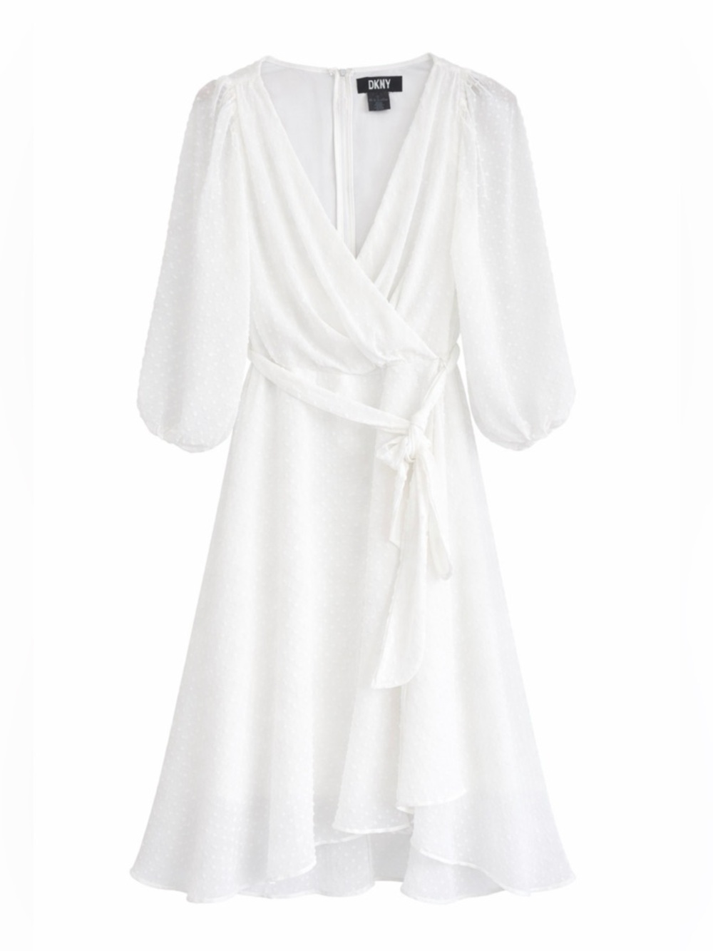 DKNY White Dot Wrap Dress – Size 12